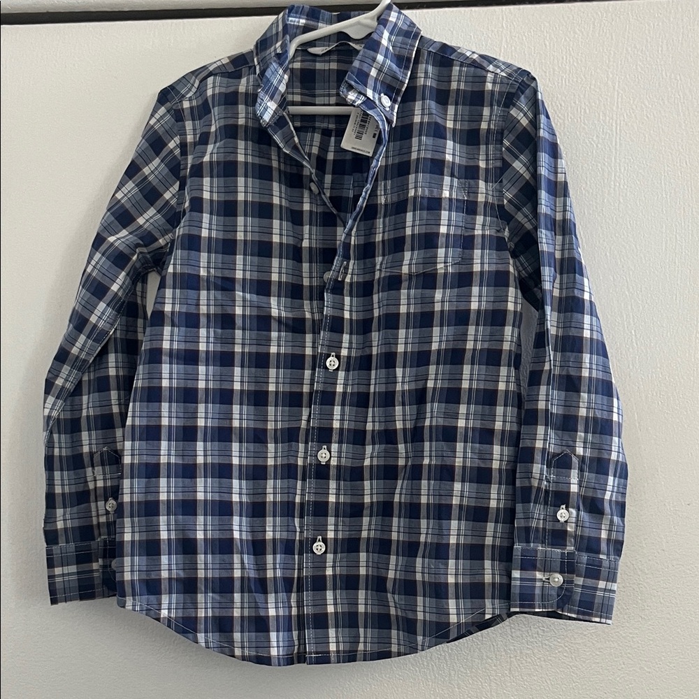 Janie and Jack Blue Plaid Button-Up Shirt Sz 5